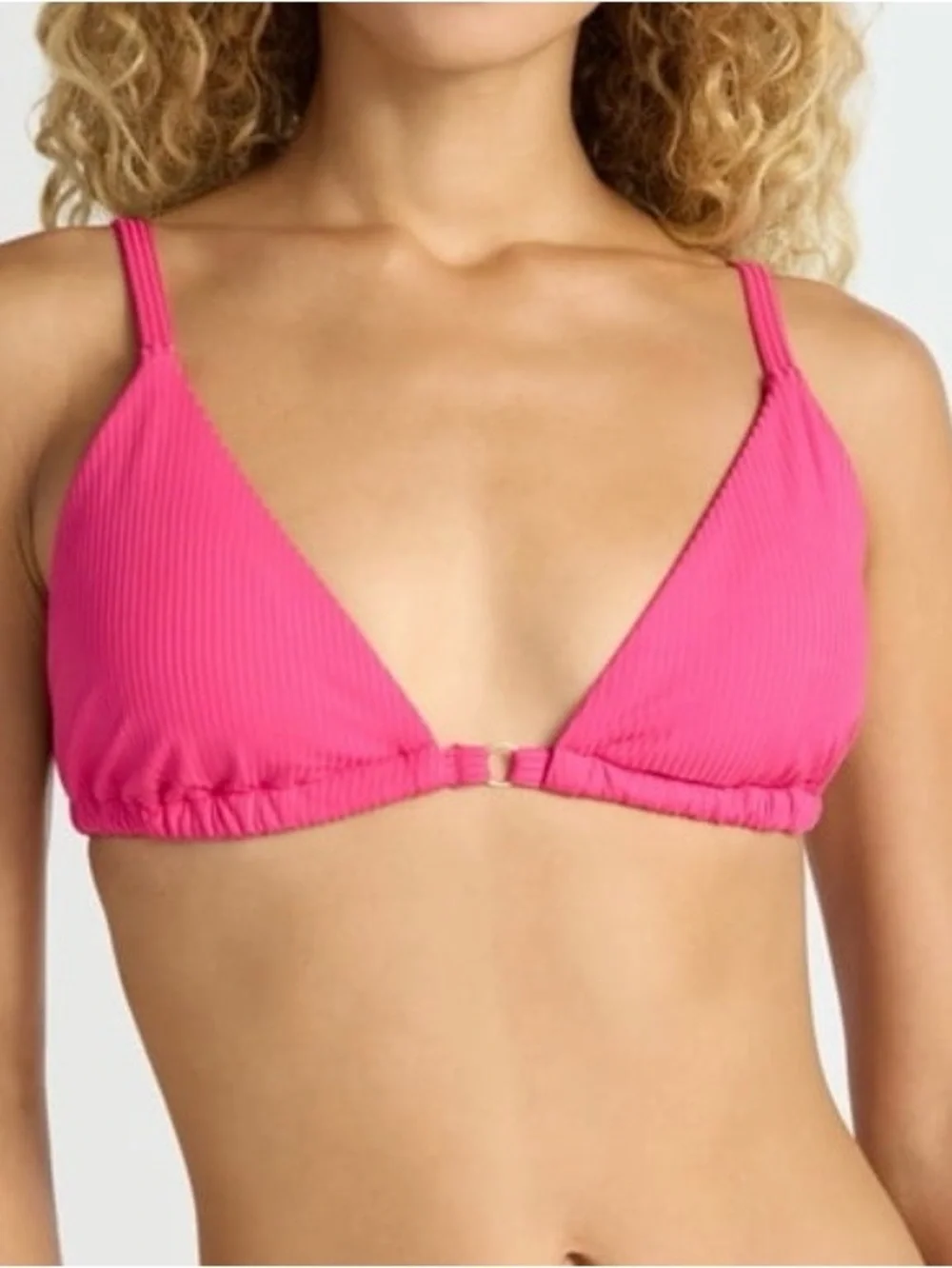 Time and Tru Women’s Ottoman Rib Triangle Bikini Top Size M (8-10) Fuchsia New